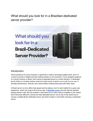 What should you look for in a Brazil-dedicated server provider