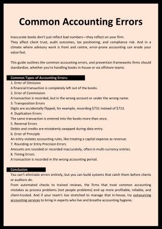 Common Accounting Errors