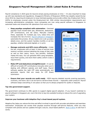 singapore payroll management 2025 latest rules
