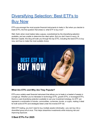 Best ETFs to Buy Now