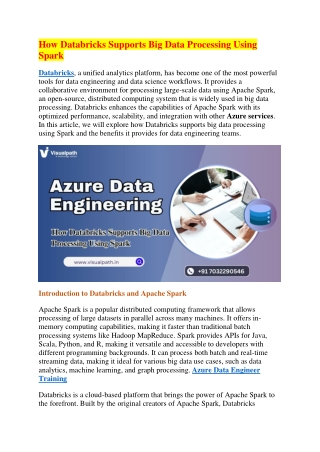 how databricks supports big data processing using