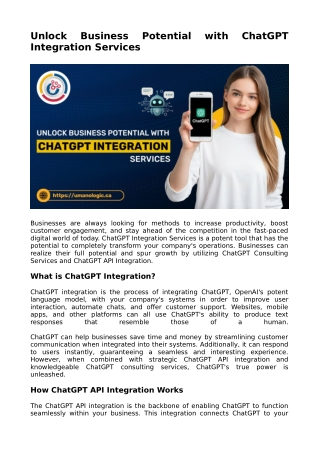 Unlock Business Potential with ChatGPT Integration Services