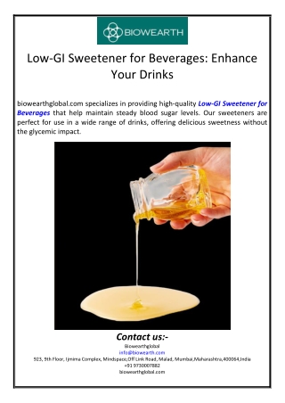 Low-GI Sweetener for Beverages: Enhance Your Drinks