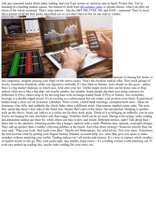 ask any seasoned trader about index trading