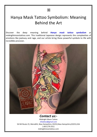 Hanya Mask Tattoo Symbolism: Meaning Behind the Art