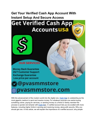 Get Your Verified Cash App Account With Instant Setup And Secure Access