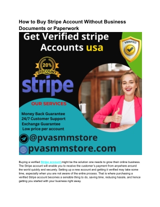 How to Buy Stripe Account Without Business Documents or Paperwork