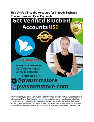 Buy Verified Bluebird Accounts for Smooth Business Transactions and Easy Payments