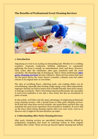 The Benefits of Professional Event Cleaning Services