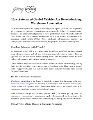 How Automated Guided Vehicles Are Revolutionizing Warehouse Automation