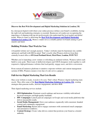 Best Web Development and Digital Marketing Solutions in London