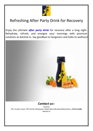 Refreshing After Party Drink for Recovery