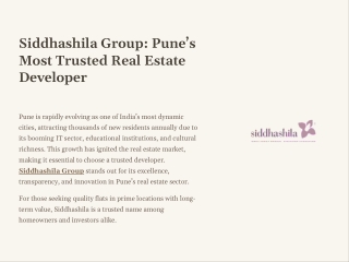Siddhashila Group: Pune’s Most Trusted Real Estate Developer