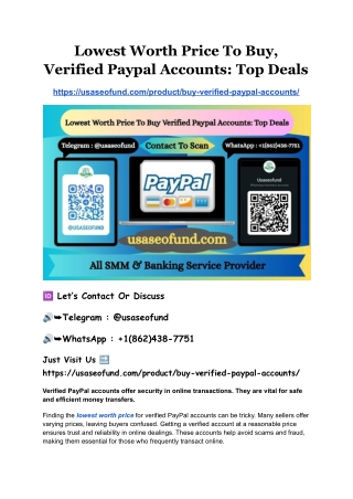 Lowest Worth Price To Buy, Verified Paypal Accounts_ Top Deals