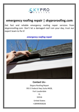 emergency roofing repair  skyproroofing.com
