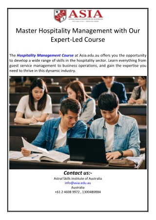 master hospitality management with our expert
