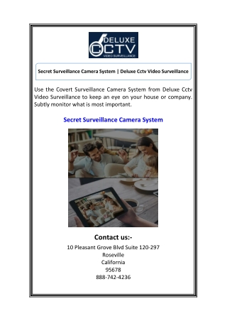 Secret Surveillance Camera System Deluxe Cctv Video Surveillance