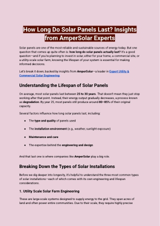 How Long Do Solar Panels Last_ Insights from AmperSolar Experts