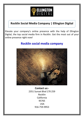 Rocklin Social Media Company  Ellington Digital