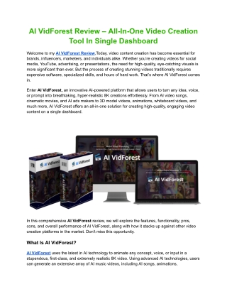 ai vidforest review all in one video creation