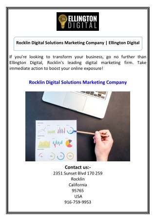 Rocklin Digital Solutions Marketing Company  Ellington Digital