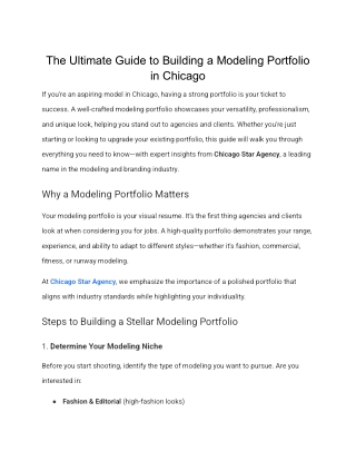 The Ultimate Guide to Building a Modeling Portfolio in Chicago