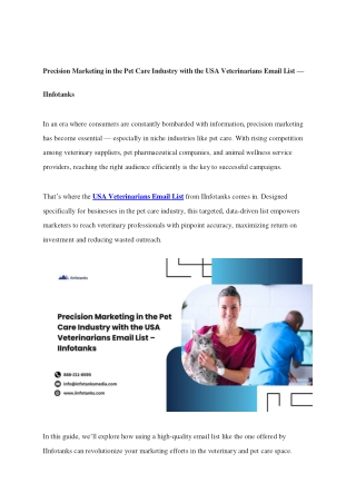 Precision Marketing in the Pet Care Industry with the USA Veterinarians Email List (2)