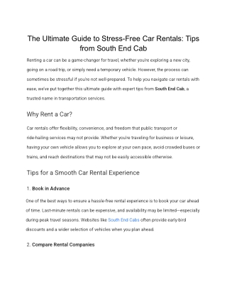 The Ultimate Guide to Stress-Free Car Rentals_ Tips from South End Cab