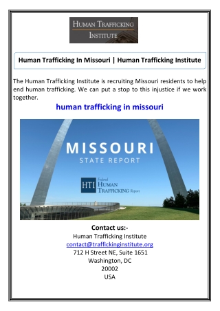 Human Trafficking In Missouri  Human Trafficking Institute