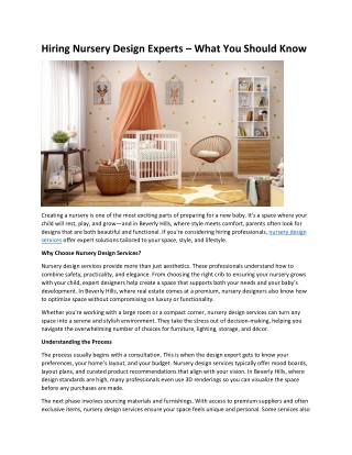 hiring nursery design experts what you should know