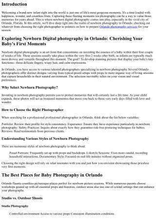 Checking Out Infant Photography in Orlando: Cherishing Your Baby's First Moments