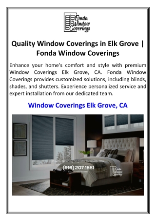 Quality Window Coverings in Elk Grove  Fonda Window Coverings