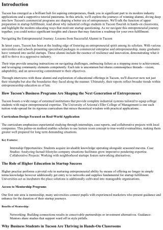 Navigating the Entrepreneurial Journey: Lessons from Successful Alumni in Tucson