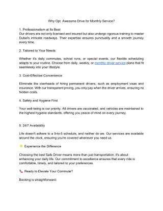 Why Opt Awesome Drive for Monthly Service
