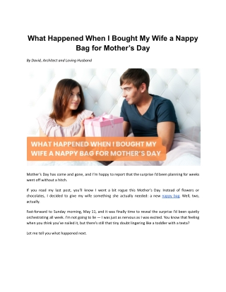 What Happened When I Bought My Wife a Nappy Bag for Mother’s Day