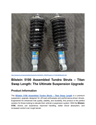 Bilstein 5100 Assembled Tundra Struts – Titan Swap Length_ The Ultimate Suspension Upgrade _ Blog Post Content 2 _ Month