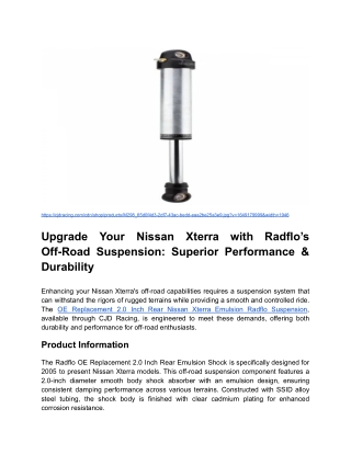 Upgrade Your Nissan Xterra with Radflo’s Off-Road Suspension_ Superior Performance & Durability _ Blog Post Content 3 _