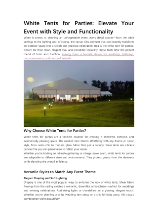 White Tents for Parties Elevate Your Event with Style and Functionality