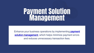Payment Solution Management