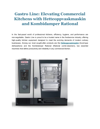 Gastro Line_ Elevating Commercial Kitchens with Hetteoppvaskmaskin and Kombidamper Rational
