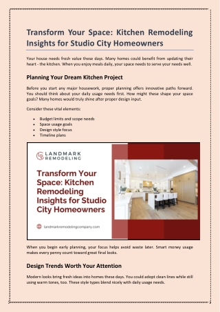 Transform Your Space: Kitchen Remodeling Insights for Studio City Homeowners