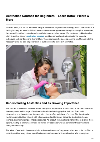 aesthetics courses for beginners learn botox