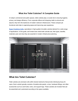 What Are Toilet Cubicles? A Complete Guide