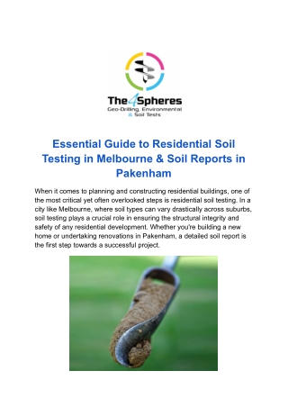 essential guide to residential soil testing