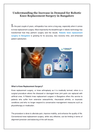 Understanding the Increase in Demand for Robotic Knee Replacement Surgery in Bangalore