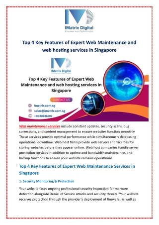 top 4 key features of expert web maintenance