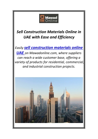 Sell Construction Materials Online in UAE with Ease and Efficiency