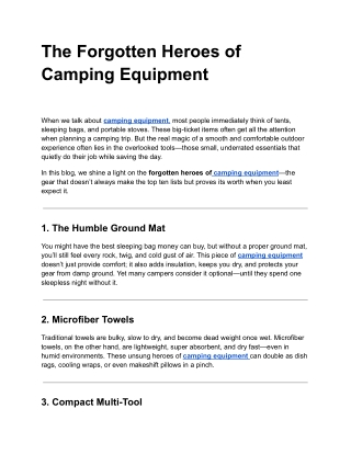 The Forgotten Heroes of Camping Equipment