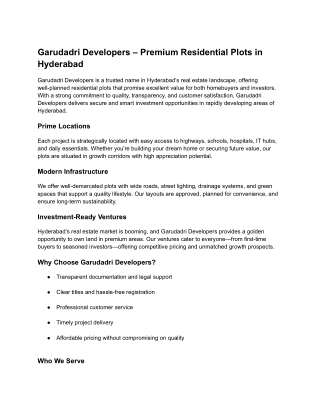 garudadri developers premium residential plots