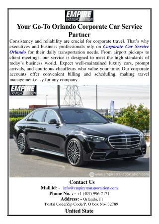 Your Go-To Orlando Corporate Car Service Partner